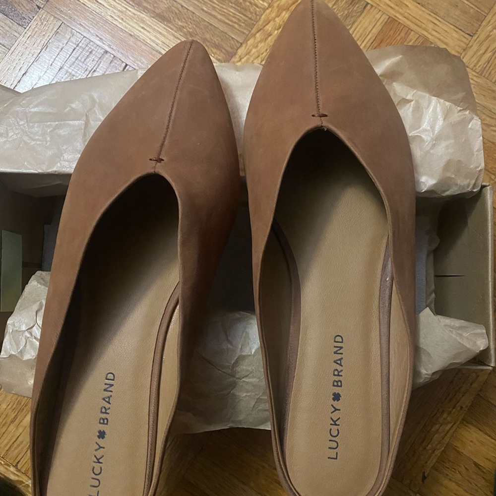 Lucky Brand Tan Umber Leather Mules